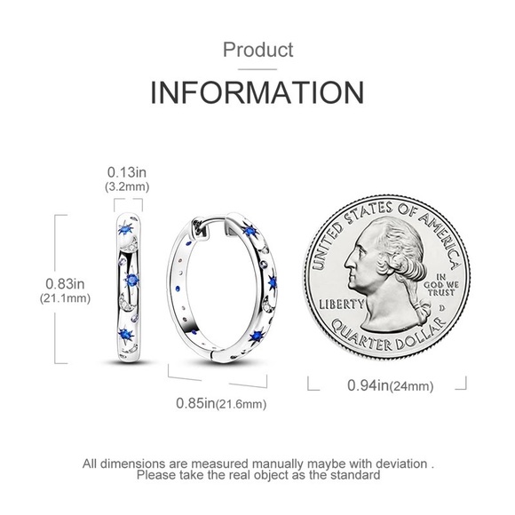 ◾️925 Sterling Silver Cubic Zirconia Hoop Earrings - Picture 4 of 6